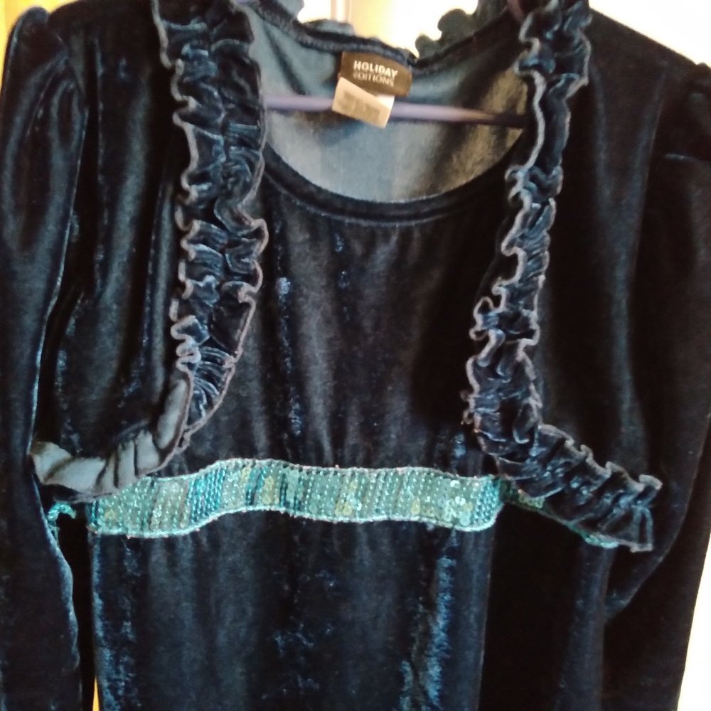 BLUE VELOUR DRESS - Picture 3 of 7